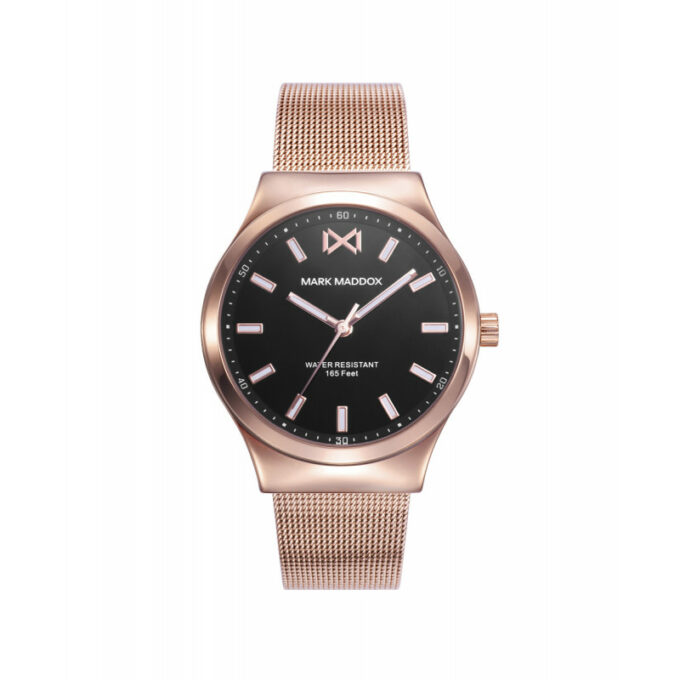 Reloj Mark Maddox MM0125-57 de mujer en acero con malla milanesa IP rosada y esfera negra