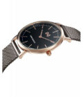 Reloj Mark Maddox MM7115-57 de mujer en acero IP rosado con malla milanesa y esfera negras
