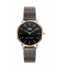 Reloj Mark Maddox MM7115-57 de mujer en acero IP rosado con malla milanesa y esfera negras