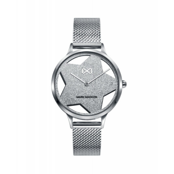 Reloj Mark Maddox MM7150-00 de mujer en acero con malla milanesa y esfera forma estrella gris