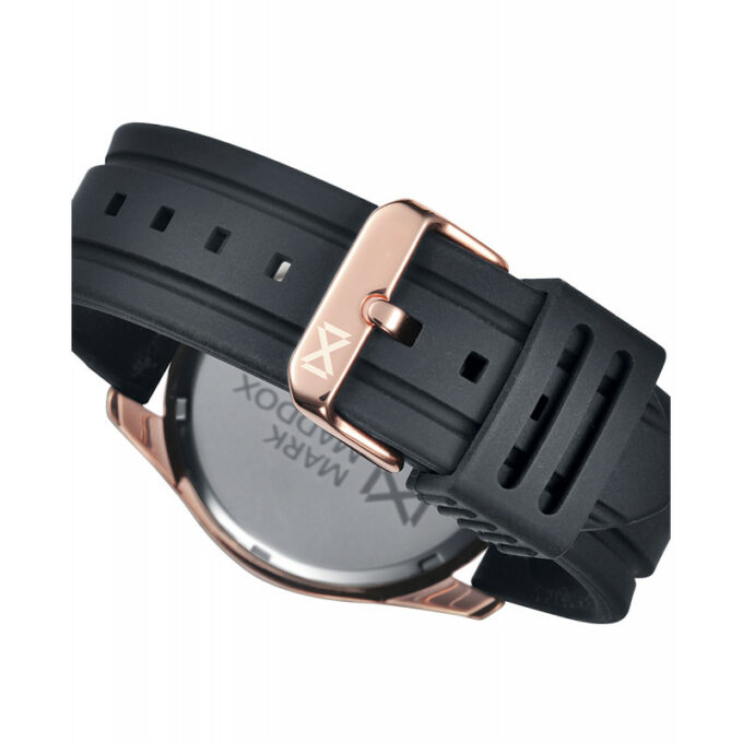 Reloj Mark Maddox HC0106-05 de hombre multifunción con caja acero IP rosa y correa silicona negra