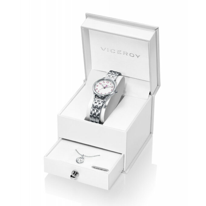 Pack Viceroy niña 461130-05 de reloj malla milanesa tubular acero y pendientes de plata