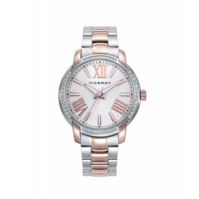 Reloj Viceroy 401266-83 de mujer con caja y brazalete de acero bicolor IP rosado y esfera plateada