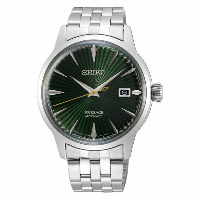 Reloj Seiko SRPE15J1 de hombre automático con caja y brazalete de acero y esfera verde