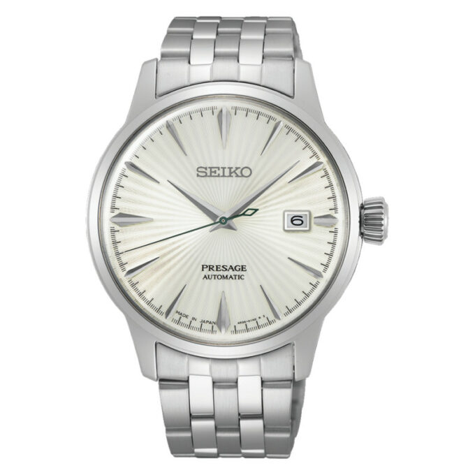 Reloj Seiko SRP855J1EST de mujer automático con caja y brazalete de acero y esfera blanca