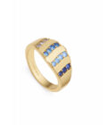 Anillo Viceroy 13134A014-39 de mujer en plata chapada oro con filas circonitas azules y blancas