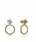 Pendientes Viceroy 13143E000-33 de mujer en plata bañada en oro con aro con circonitas verdes