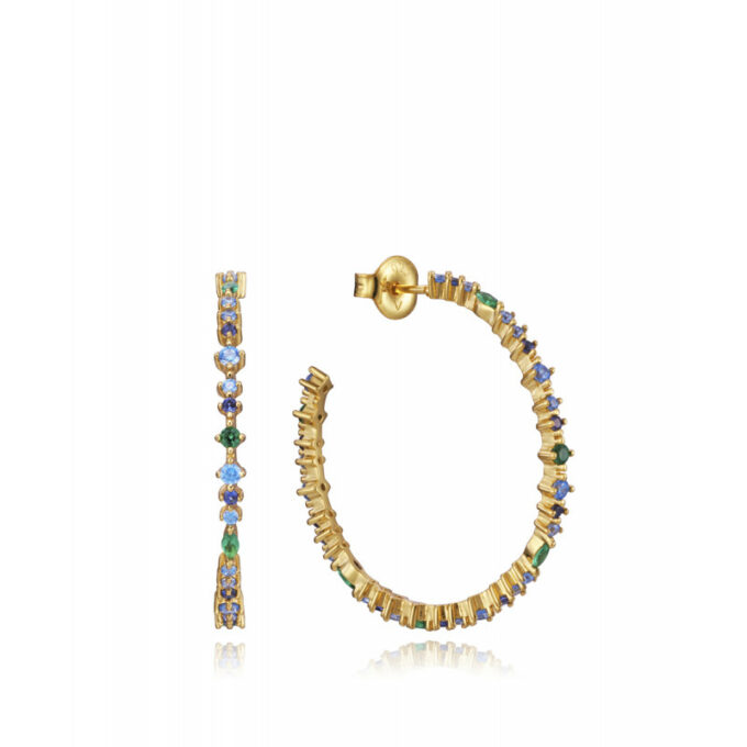 Aros Viceroy 13136E100-39 de mujer en plata bañada en oro con circonitas de colores