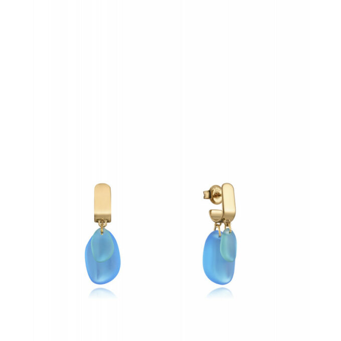 Pendientes Viceroy 13142E100-59 de mujer en plata bañada en oro con dos colgantes azul y verde