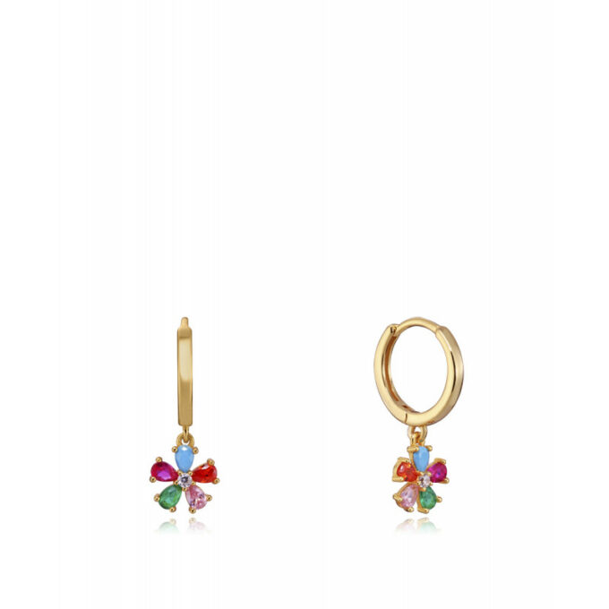 Aros Viceroy 13127E100-39 de mujer en plata bañada en oro con colgante flor multicolor